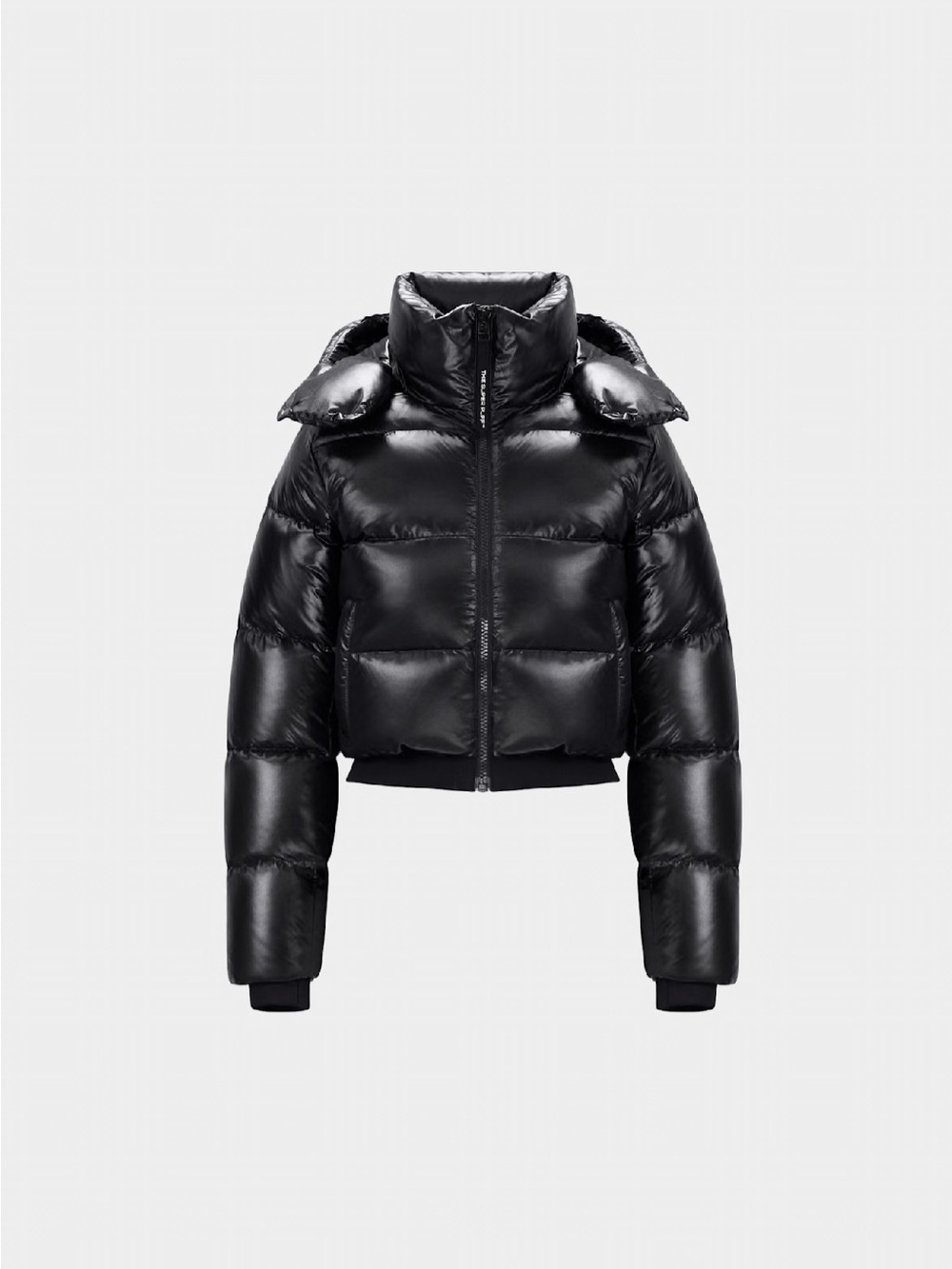 Aritzia Black Glossy Cropped Puffer Jacket